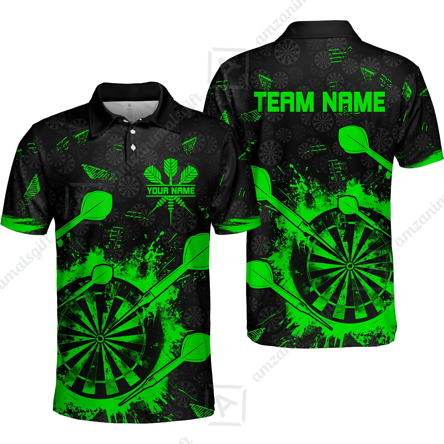 Customized Darts Polo Shirt, Darts Grunge Dartboard Multicolor Polo Shirt Team Style Jersey for Darts Players - Image 3