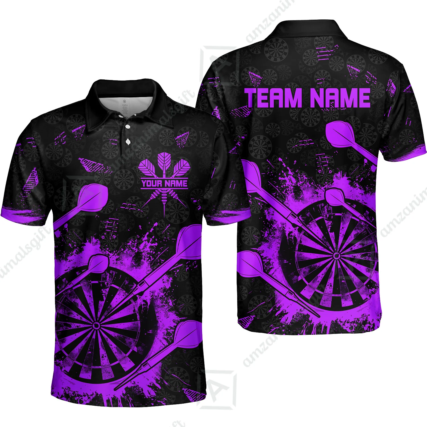 Customized Darts Polo Shirt, Darts Grunge Dartboard Multicolor Polo Shirt Team Style Jersey for Darts Players - Image 5