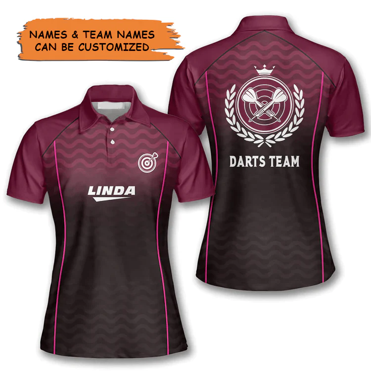 Customized Darts Polo Shirt, Darts Ladies Team Shirt, Personalized Name Polo Shirt For Women - Perfect Gift For Darts Lovers, Darts Players
