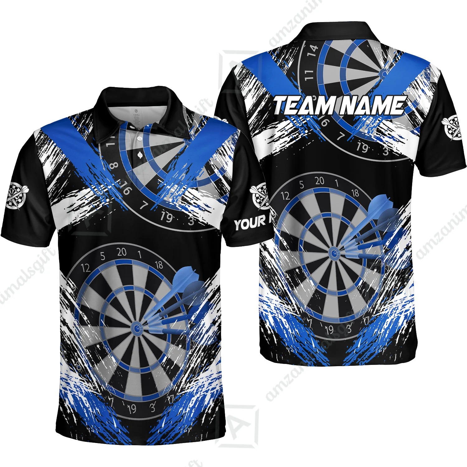 Customized Darts Polo Shirt, Darts Tournament Grunge Style Multicolor Custom Darts Polo Team Jersey For Darts Player - Image 2