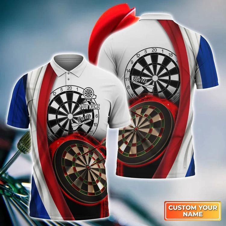 Customized Darts Polo Shirt, France Flag Dartboard, Personalized Name Polo Shirt For Men - Perfect Gift For Darts Lovers, Darts Players