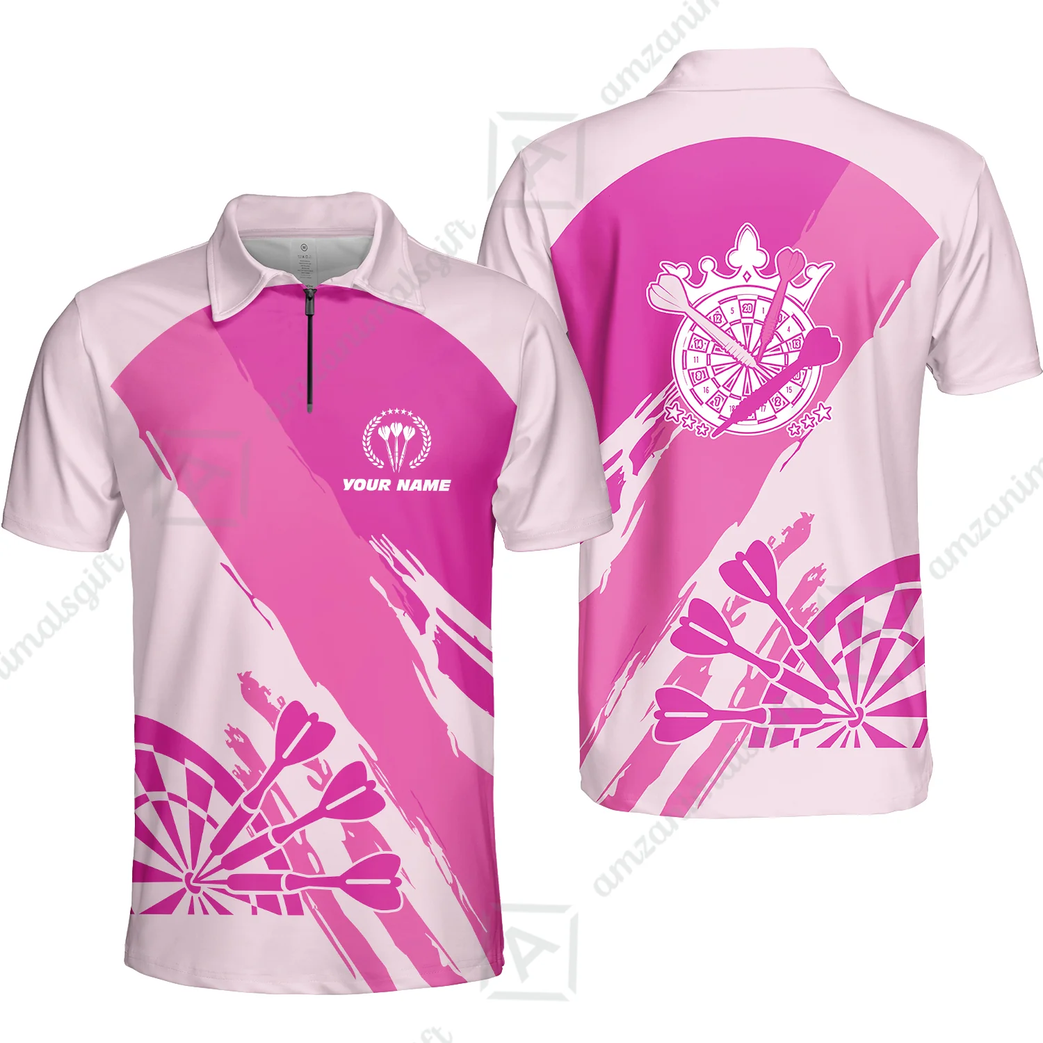 Customized Darts Women Polo Shirt, Light Dark Pink Team Shirt, Personalized Name Polo Shirt For Women - Perfect Gift For Darts Lovers, Darts Players - Image 4