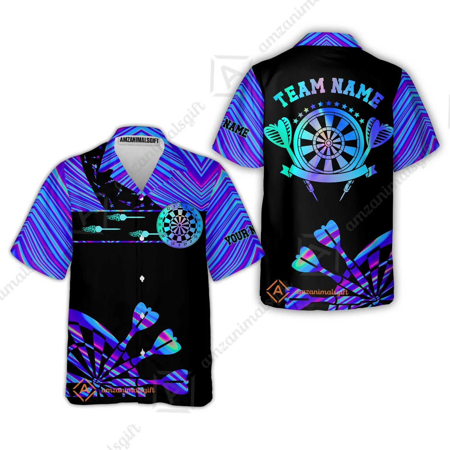 Customized Darts Polo Shirt, Neon Dartboard Darts Team Style Stand Collar Quater-Zip, Perfect Outfit Jersey for Darts Players - Image 5