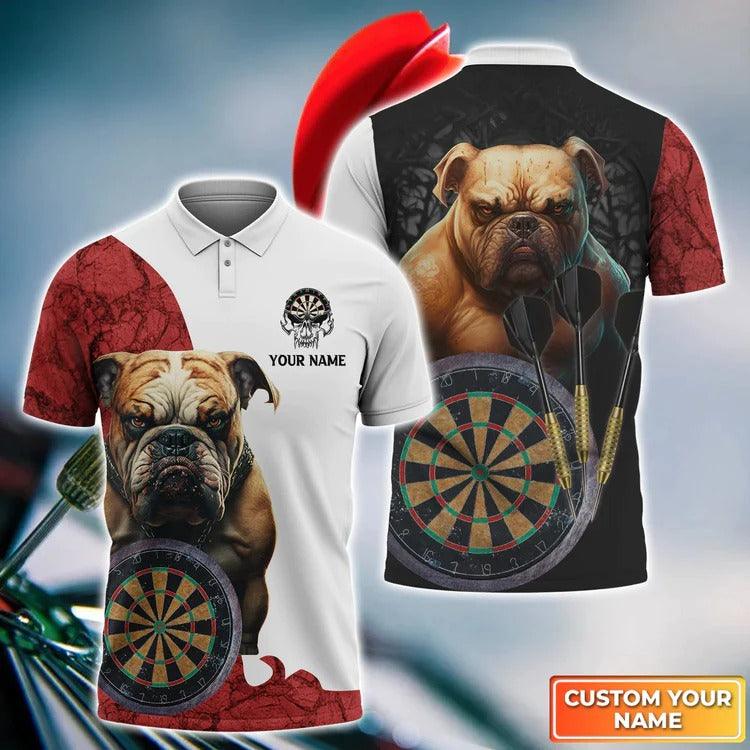 Customized Darts Polo Shirt, Personalized Name Bulldog And Darts Polo Shirt For Men - Perfect Gift For Darts Lovers, Darts Players