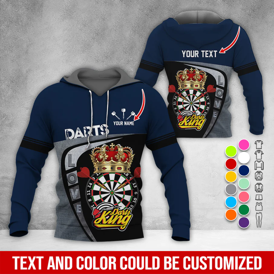 Customized Darts Premium Hoodie, Personalized Name & Text Darts Hoodie, Darts King Hoodie, Perfect Gift For Darts Lovers, Friend, Family - Image 8