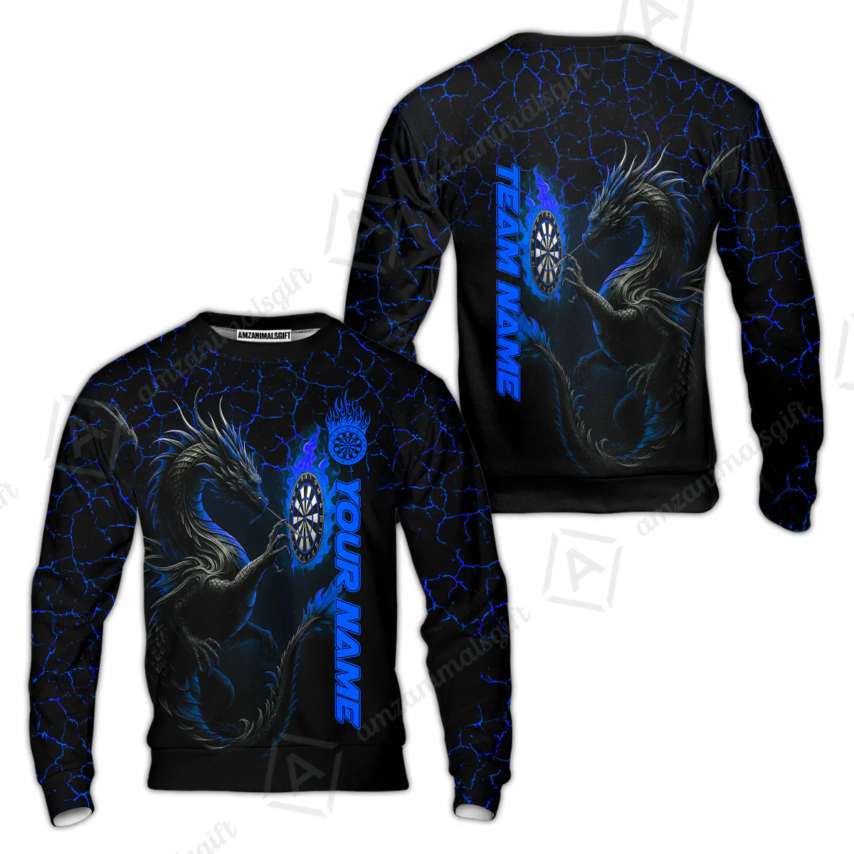 Customized Darts Sweatshirt, Big Dragon Dartboard Flame Darts Sweatshirt Team Style Jersey for Darts Players - Image 5