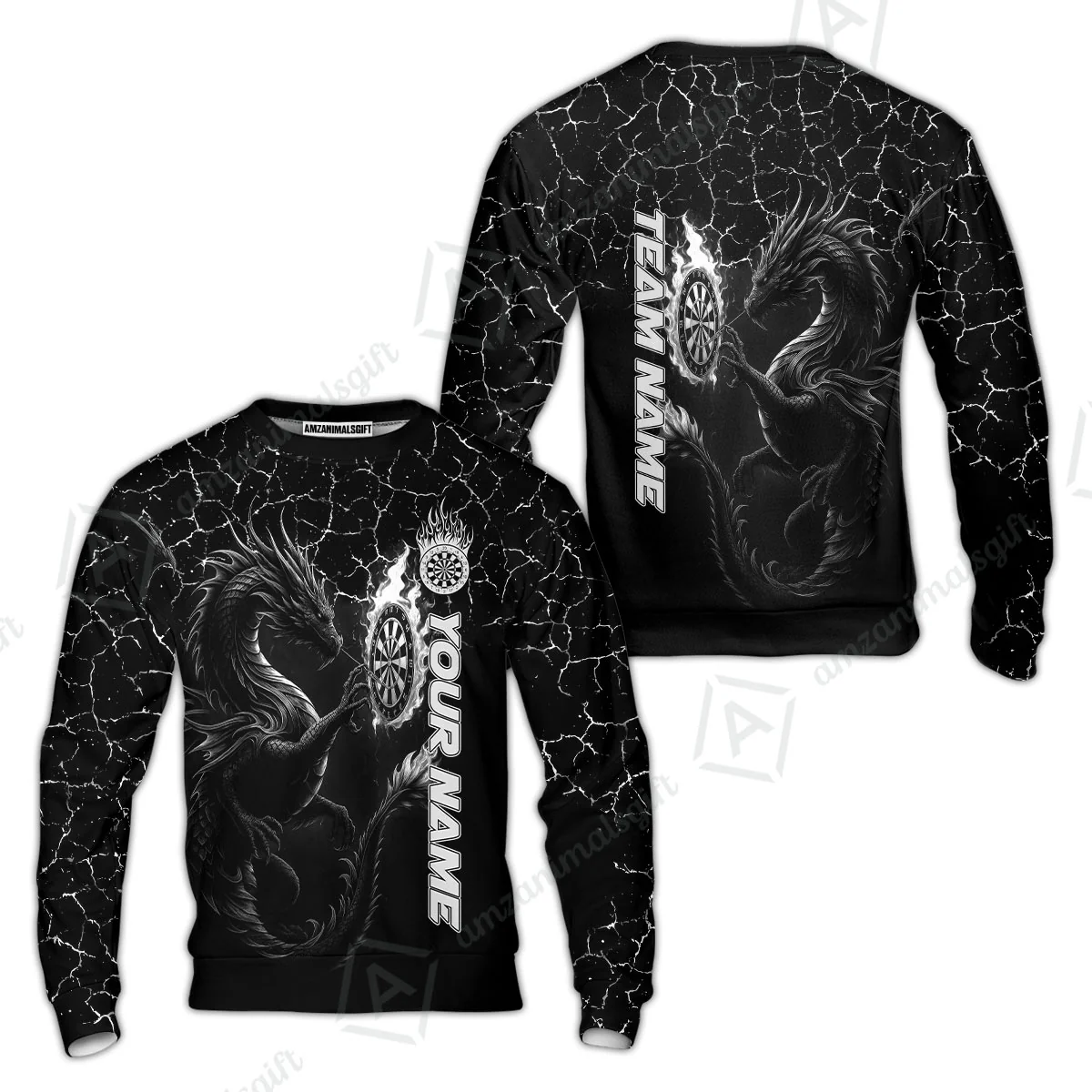 Customized Darts Sweatshirt, Big Dragon Dartboard Flame Darts Sweatshirt Team Style Jersey for Darts Players - Image 6