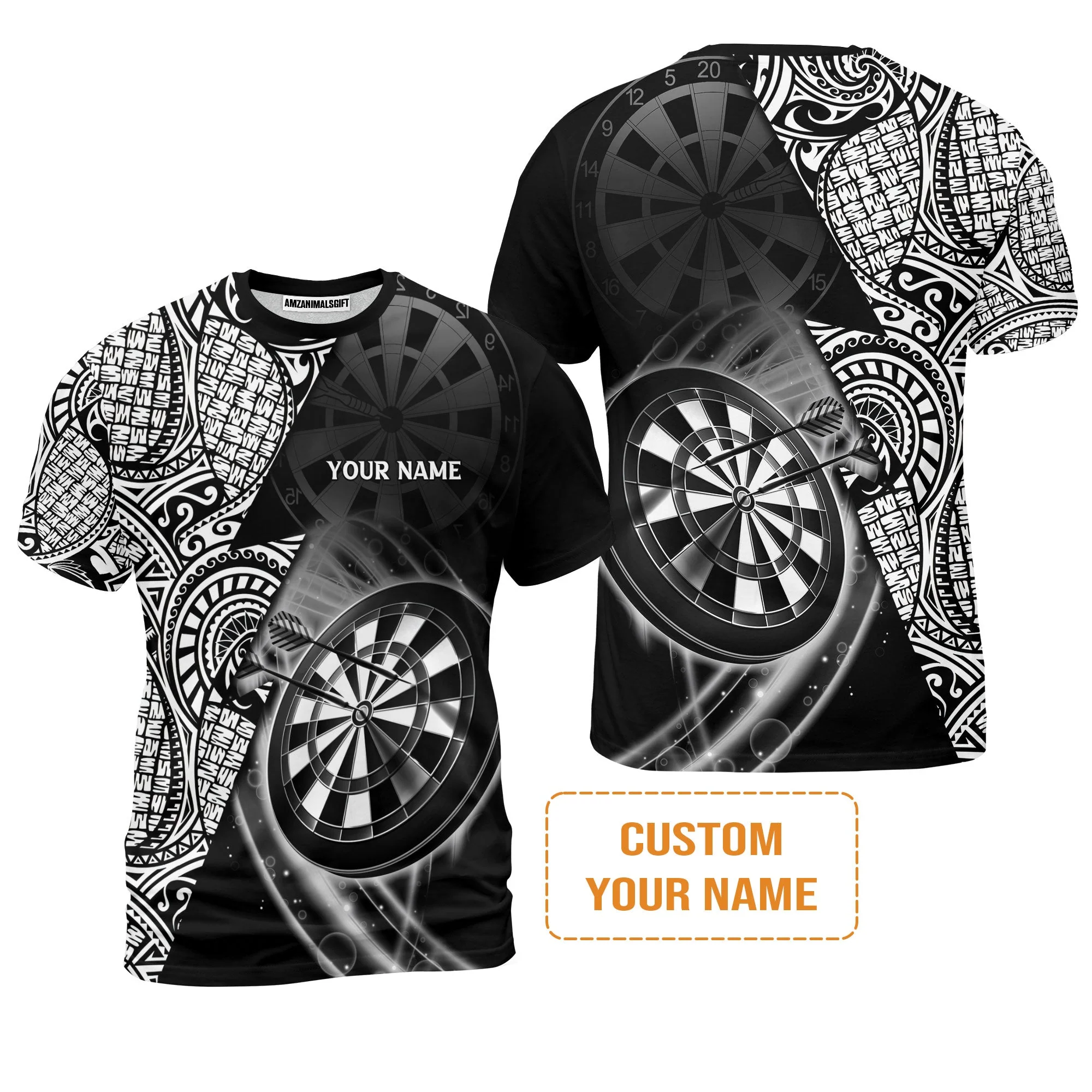 Customized Darts Sweatshirt, Black & White Tattoo Darts, Personalized Name Sweatshirt - Perfect Gift For Darts Lovers, Darts Players - Image 4