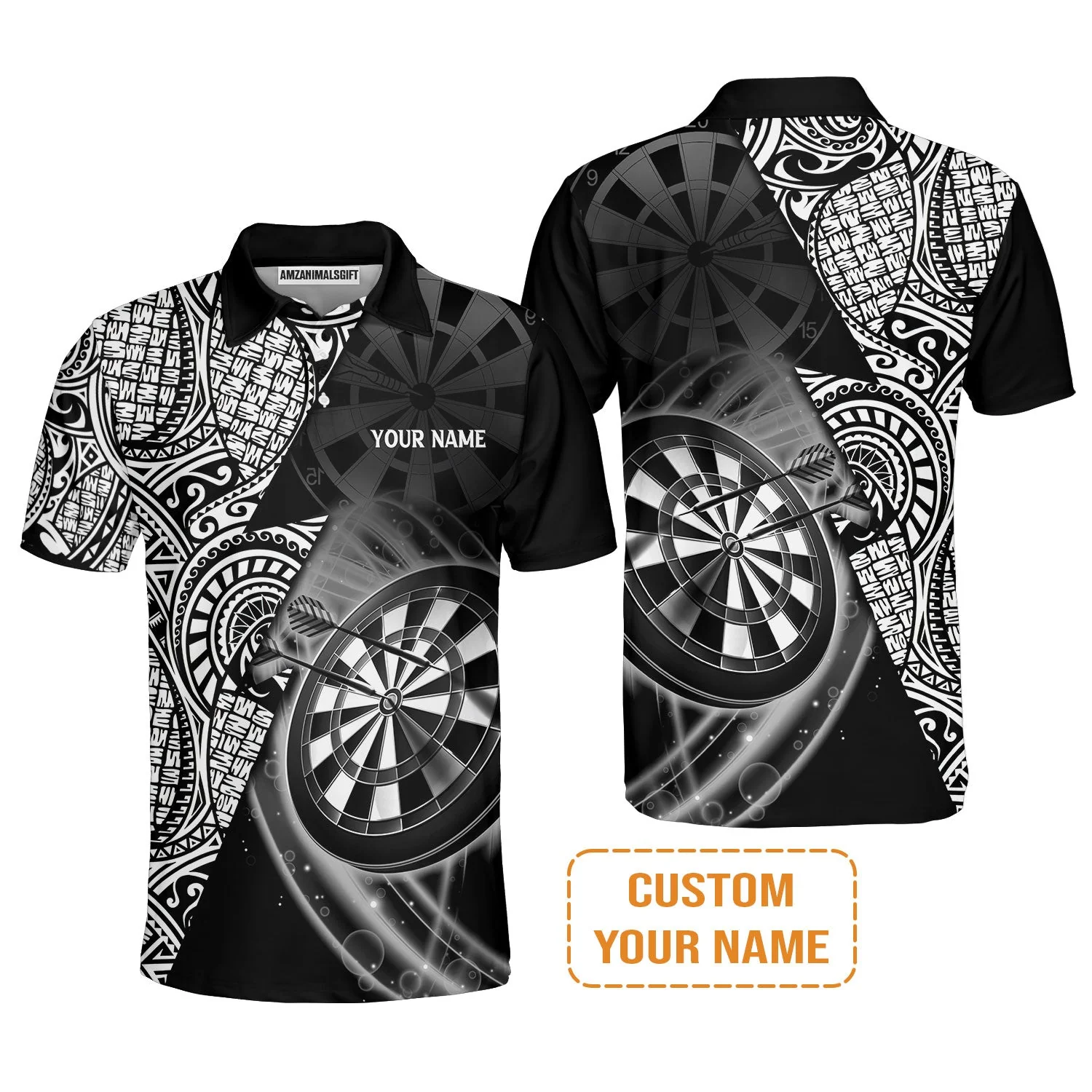 Customized Darts Sweatshirt, Black & White Tattoo Darts, Personalized Name Sweatshirt - Perfect Gift For Darts Lovers, Darts Players - Image 6