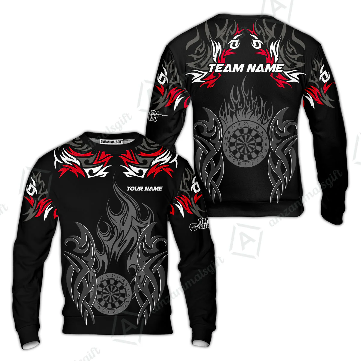 Customized Darts Sweatshirt, Dartboard Fire Flame Darts Sweatshirt Multicolor Team Style, Jersey for Darts Players - Image 3