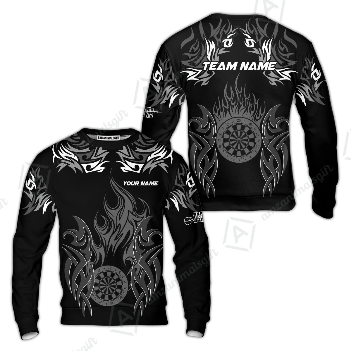 Customized Darts Sweatshirt, Dartboard Fire Flame Darts Sweatshirt Multicolor Team Style, Jersey for Darts Players - Image 5