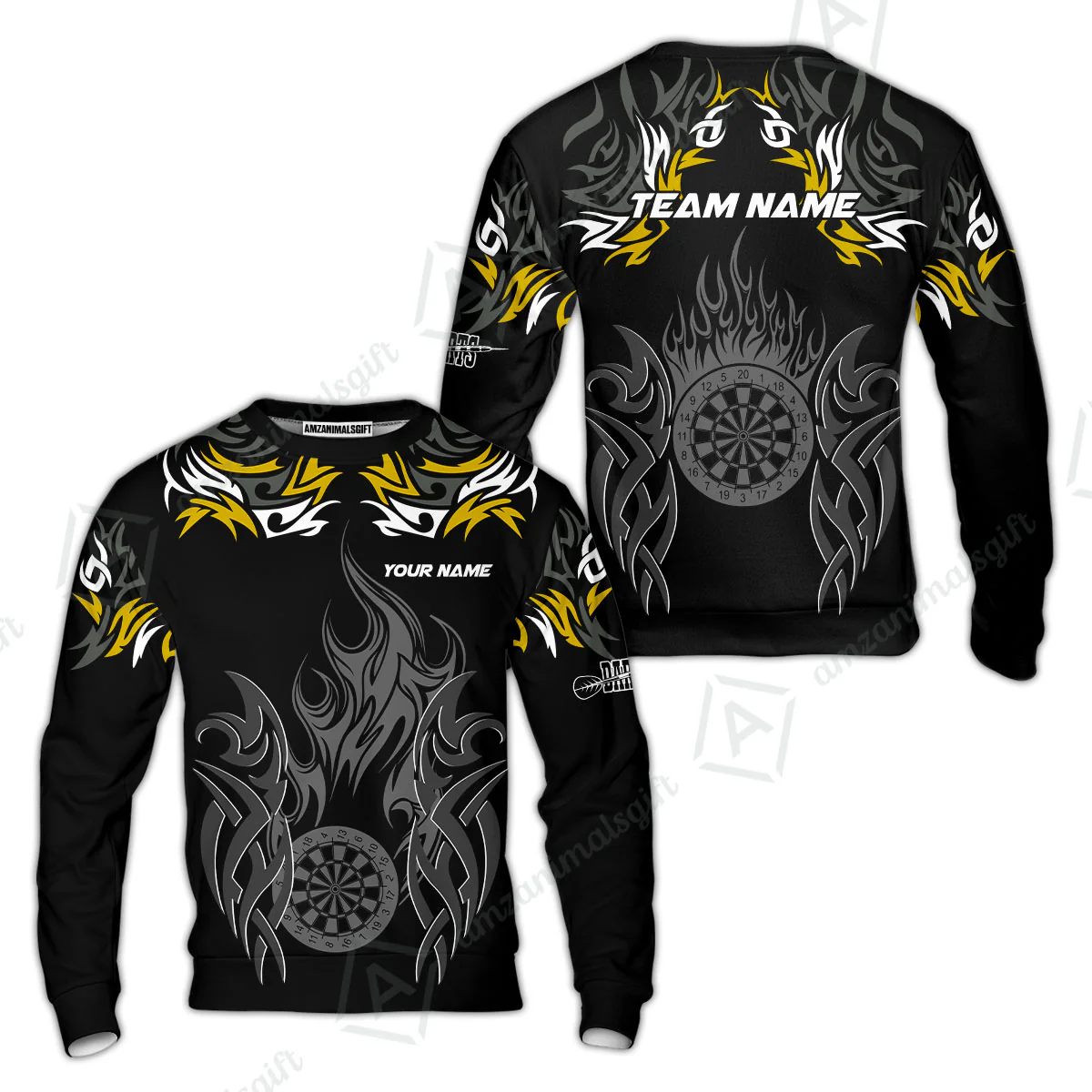 Customized Darts Sweatshirt, Dartboard Fire Flame Darts Sweatshirt Multicolor Team Style, Jersey for Darts Players - Image 6