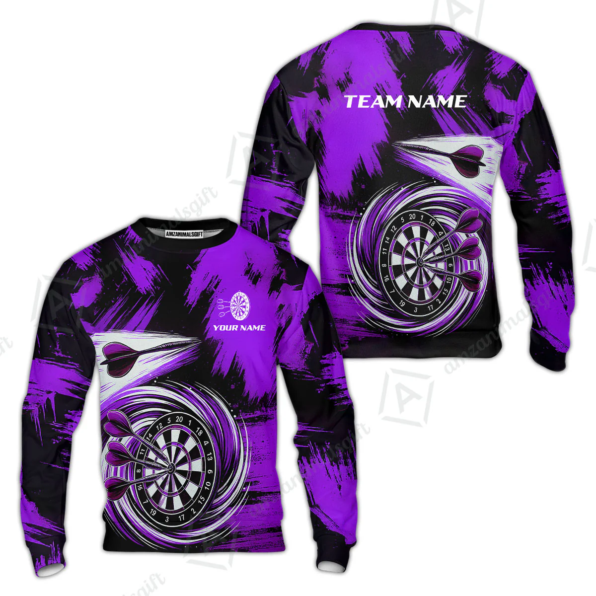 Customized Darts Sweatshirt, Darts Colorful Wave Custom Name Team Name Sweatshirt For Darts Player