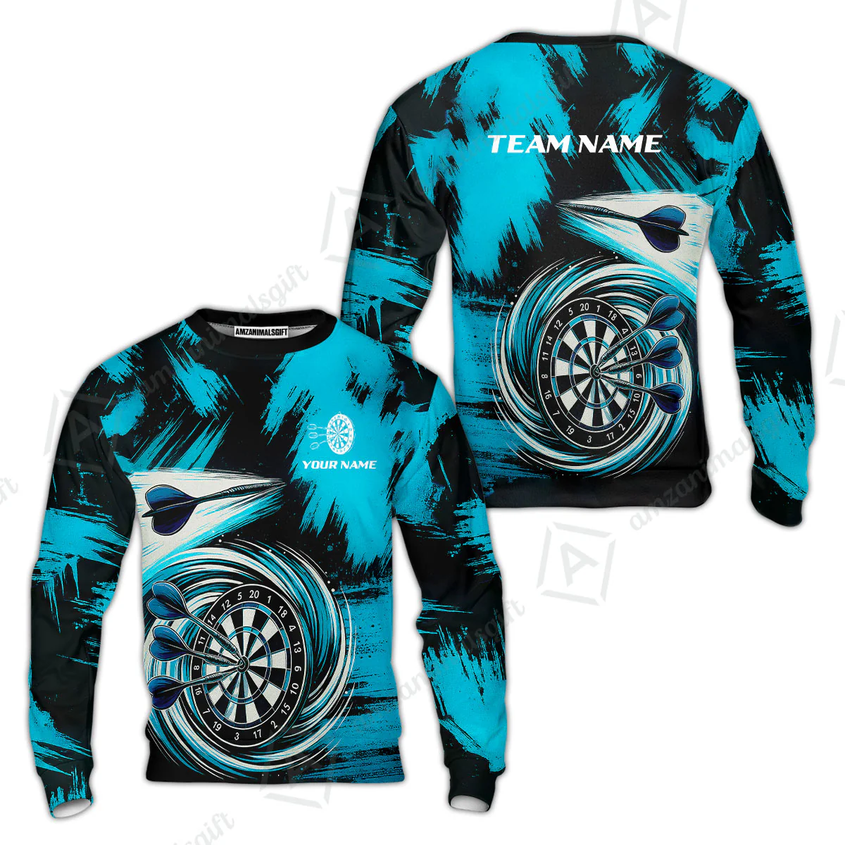 Customized Darts Sweatshirt, Darts Colorful Wave Custom Name Team Name Sweatshirt For Darts Player - Image 4