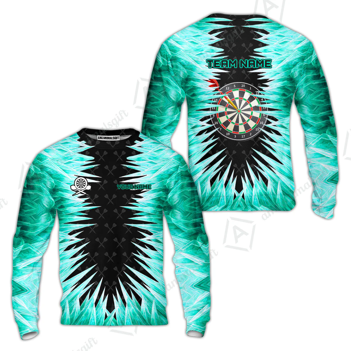 Customized Darts Sweatshirt, Darts Dartboard Ice And Fire Multicolor Sweatshirt Jersey For Darts Players - Image 4