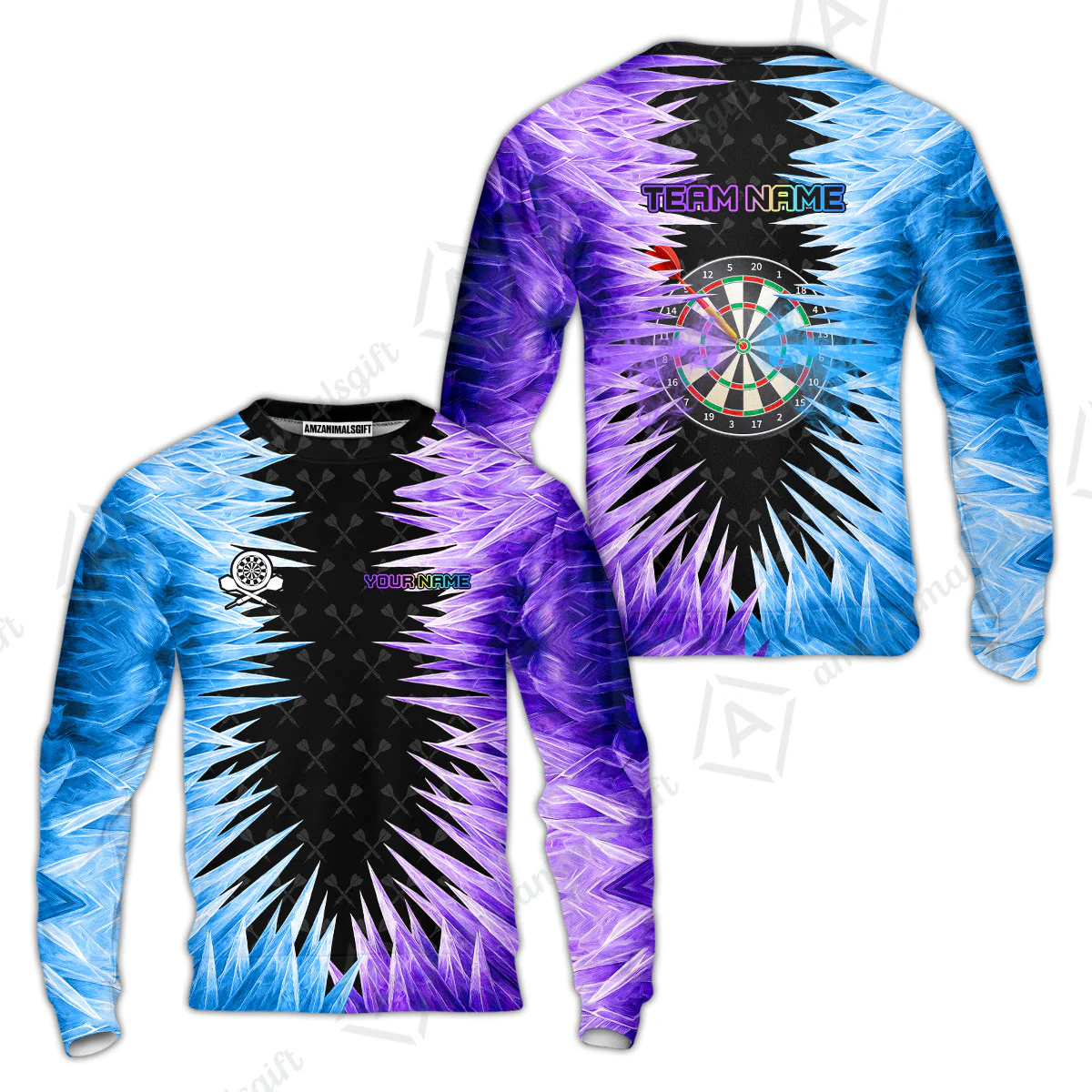 Customized Darts Sweatshirt, Darts Dartboard Ice And Fire Multicolor Sweatshirt Jersey For Darts Players - Image 6