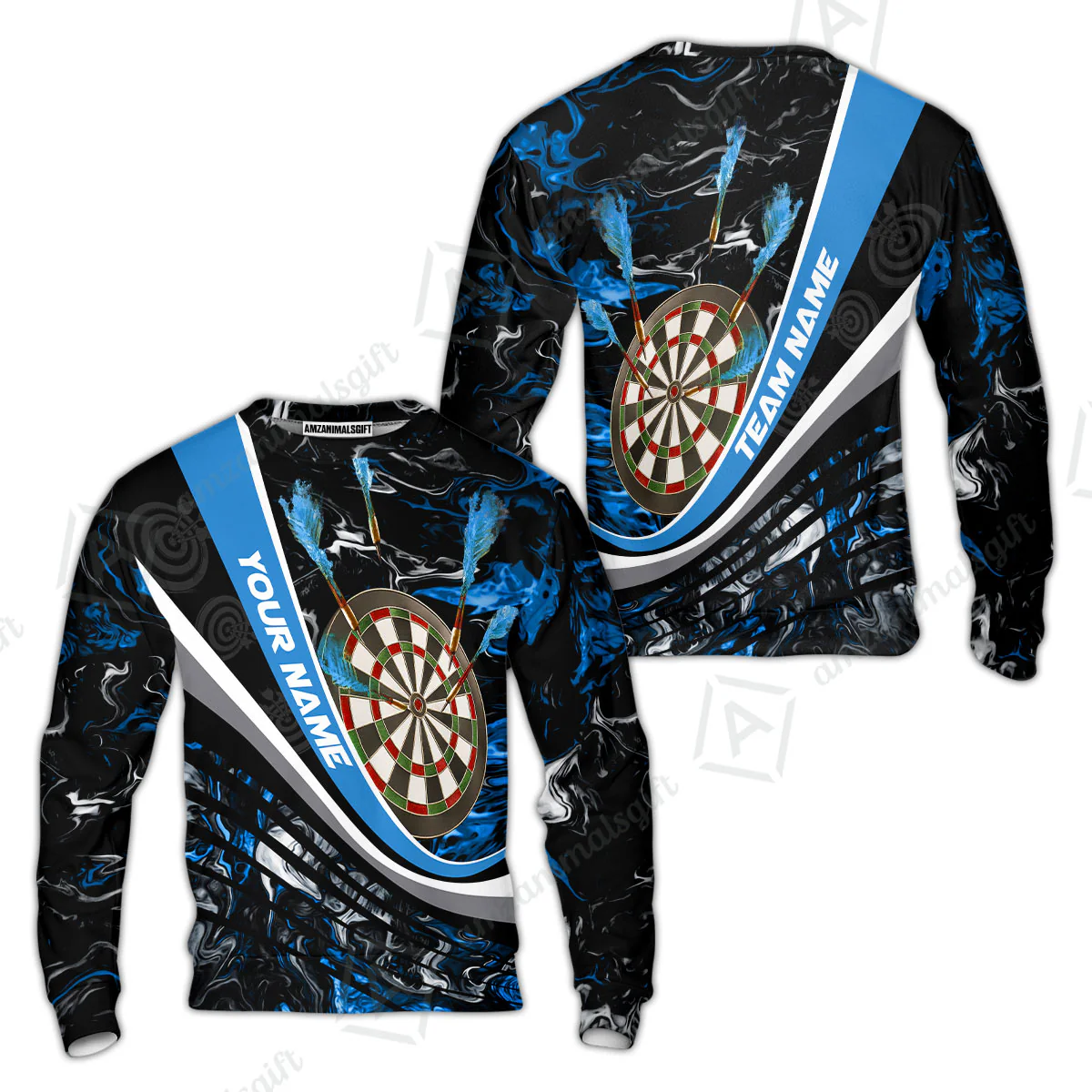 Customized Darts Sweatshirt, Darts Flaming Magma Multicolor Sweatshirt Custom Team Jersey For Darts Player - Image 3