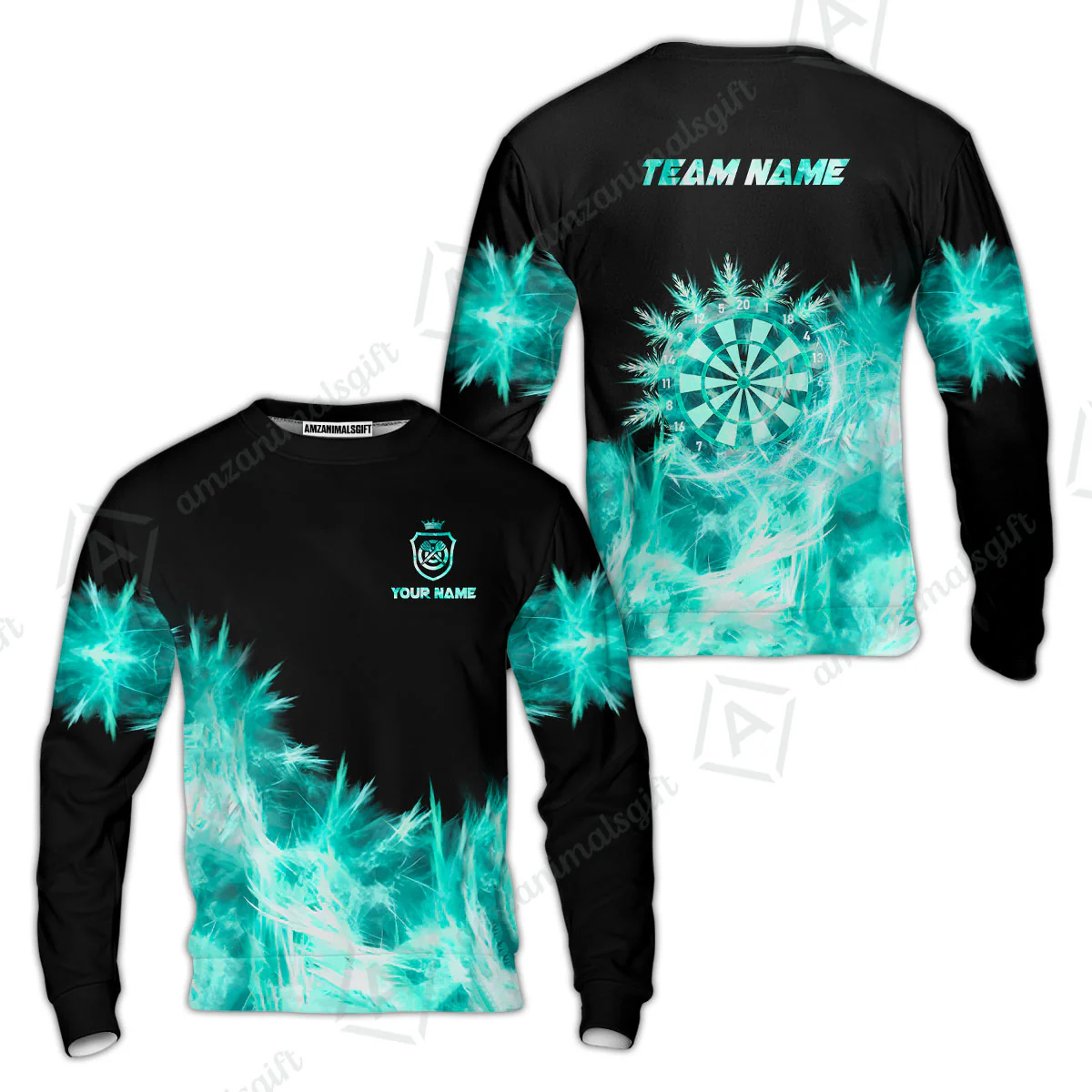 Customized Darts Sweatshirt, Darts Icy Light Black And Multi Color Team Sweatshirt For Darts Player - Image 2