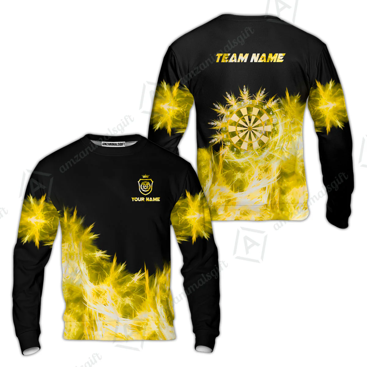 Customized Darts Sweatshirt, Darts Icy Light Black And Multi Color Team Sweatshirt For Darts Player - Image 4