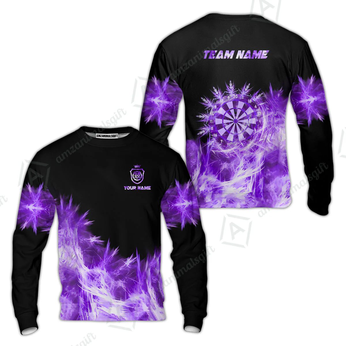 Customized Darts Sweatshirt, Darts Icy Light Black And Multi Color Team Sweatshirt For Darts Player - Image 5