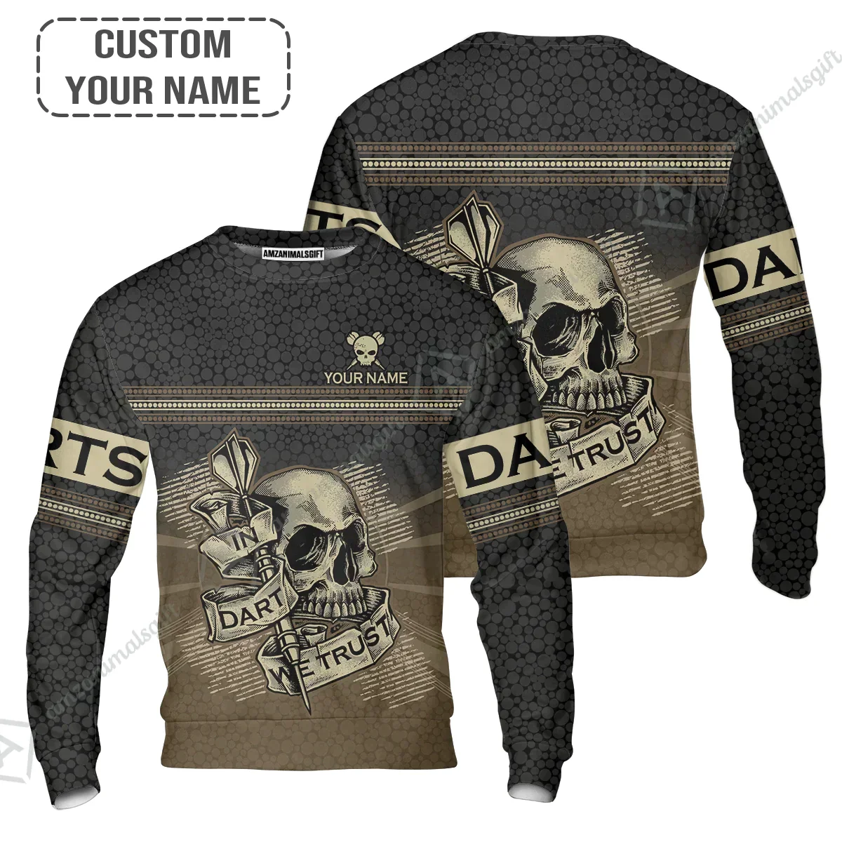 Customized Darts Sweatshirt, Darts Skull In Dart We Trust Sweatshirt For Men And Women, Perfect Outfit For Darts Lovers, Darts Players - Image 2