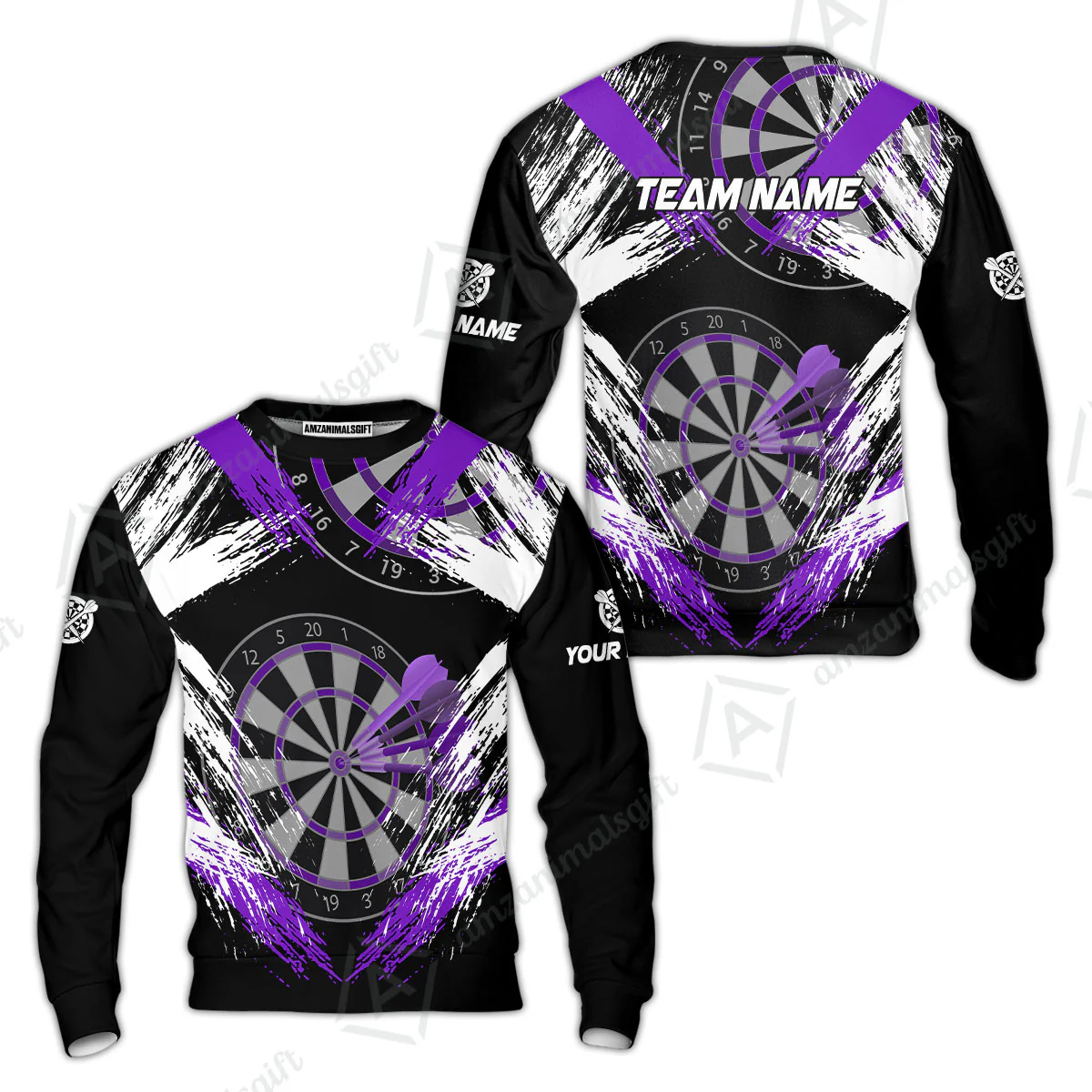Customized Darts Sweatshirt, Darts Tournament Grunge Style Multicolor Sweatshirt Jersey For Darts Player - Image 2