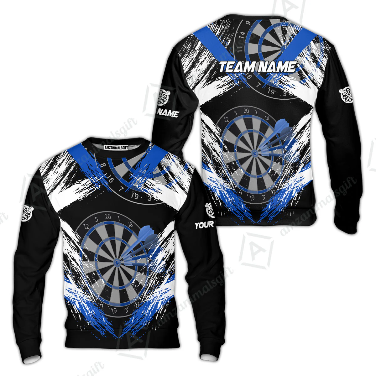 Customized Darts Sweatshirt, Darts Tournament Grunge Style Multicolor Sweatshirt Jersey For Darts Player - Image 3