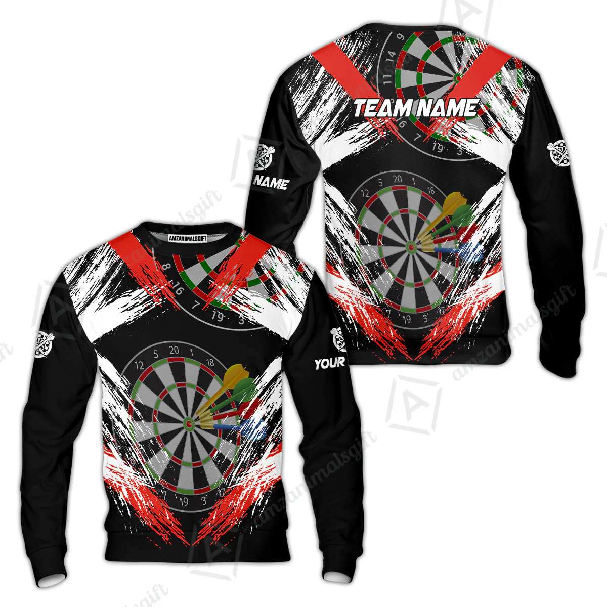 Customized Darts Sweatshirt, Darts Tournament Grunge Style Multicolor Sweatshirt Jersey For Darts Player - Image 4