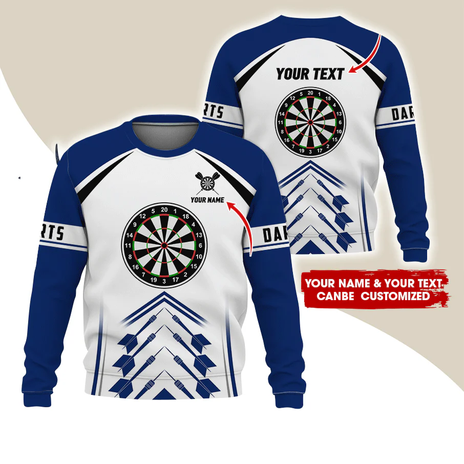Customized Darts Sweatshirt, Dartsboards Pattern Sweatshirt White For Men & Women, Perfect Gift For Darts Lovers, Darts Player - Image 3