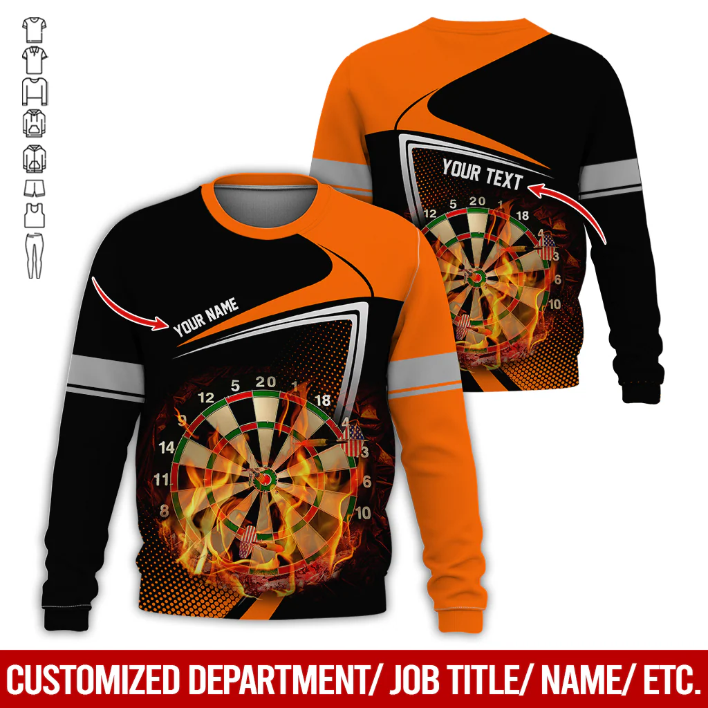 Customized Darts Sweatshirt, Flaming Dartboards Pattern Black & White Sweatshirt For Men & Women, Perfect Gift For Darts Lovers, Friend, Family - Image 10
