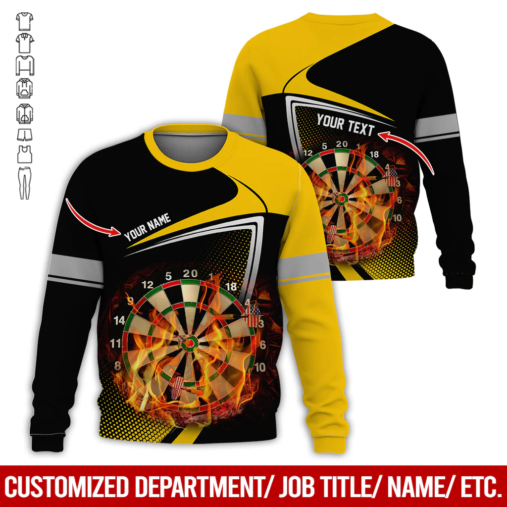 Customized Darts Sweatshirt, Flaming Dartboards Pattern Black & White Sweatshirt For Men & Women, Perfect Gift For Darts Lovers, Friend, Family - Image 5
