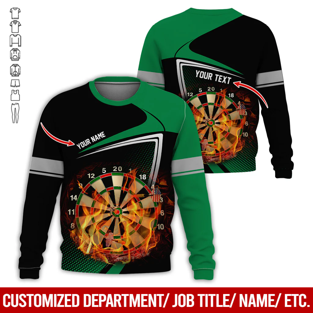 Customized Darts Sweatshirt, Flaming Dartboards Pattern Black & White Sweatshirt For Men & Women, Perfect Gift For Darts Lovers, Friend, Family - Image 6