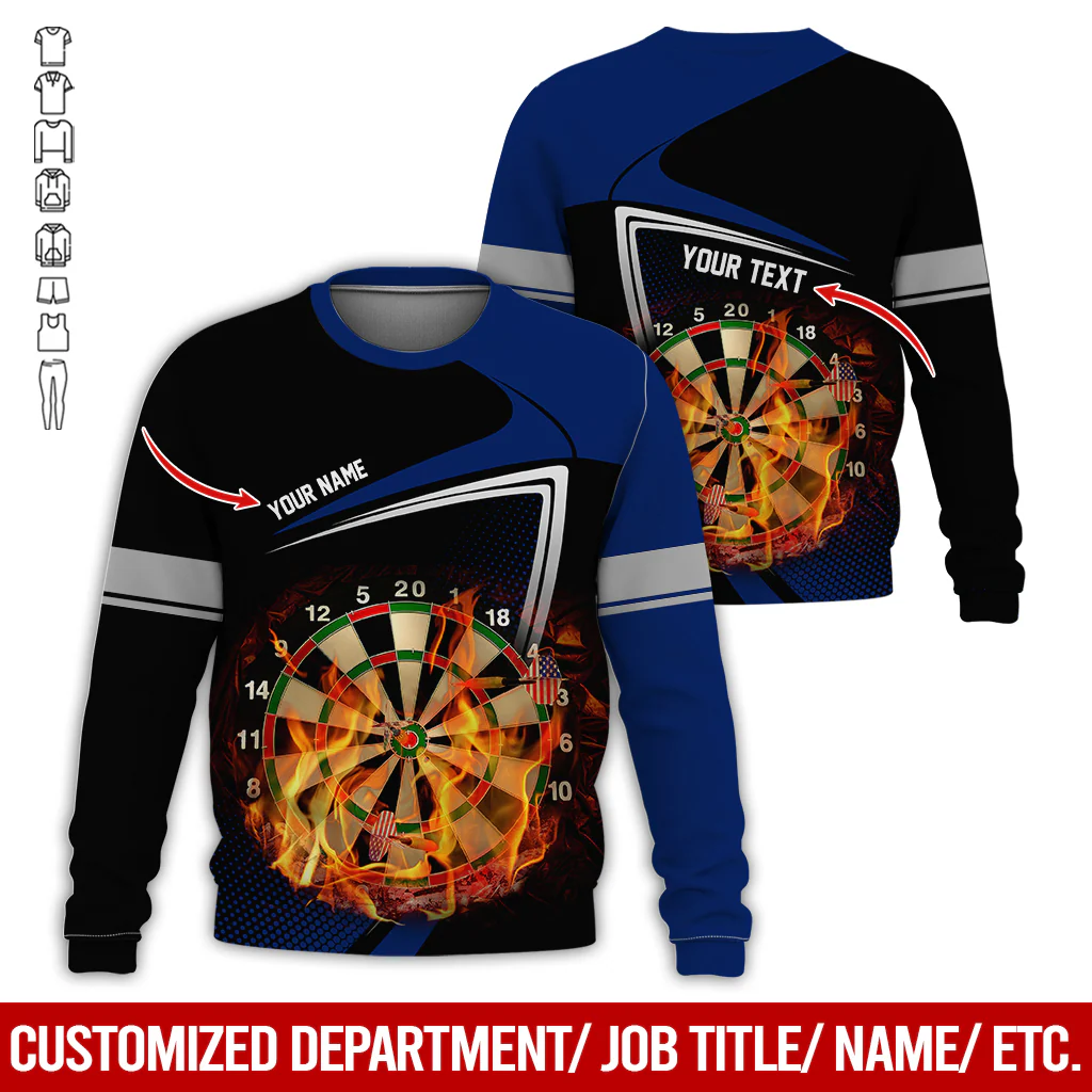 Customized Darts Sweatshirt, Flaming Dartboards Pattern Black & White Sweatshirt For Men & Women, Perfect Gift For Darts Lovers, Friend, Family - Image 8