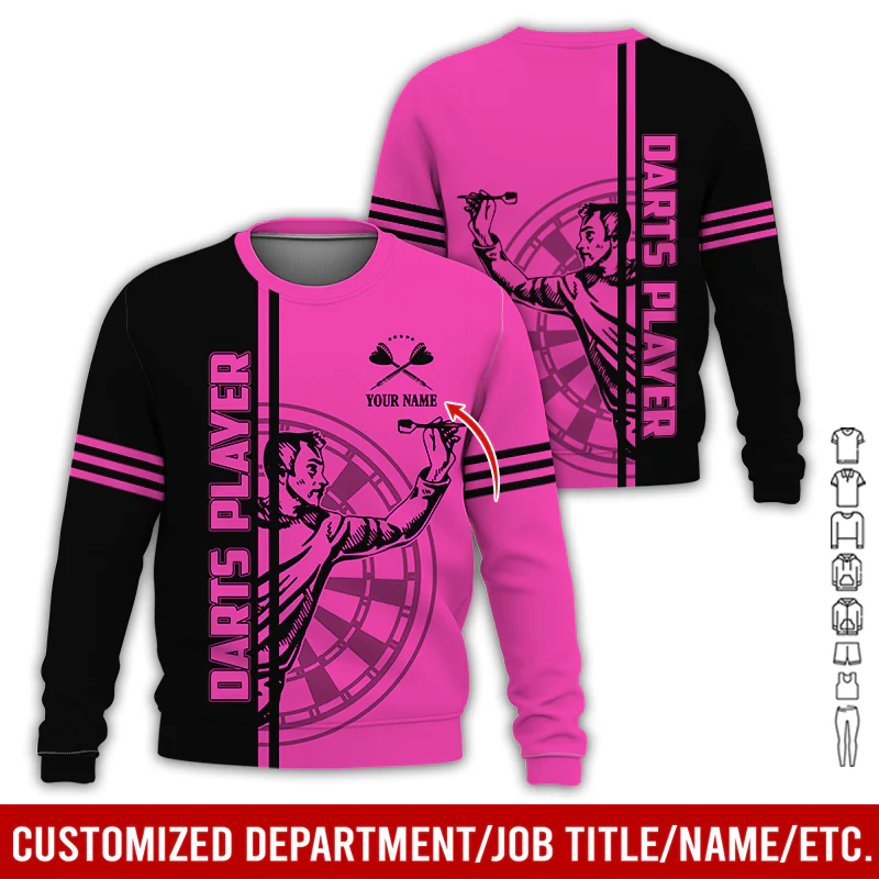 Customized Darts Sweatshirt, Men Playing Darts Pattern Sweatshirt For Men & Women, Perfect Gift For Darts Lovers, Friend, Family - Image 6