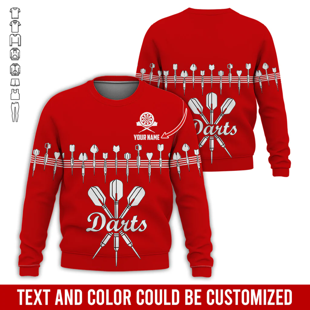 Customized Darts Sweatshirt, Personalized Name Sweatshirt, Darts & Music Pattern Sweatshirt, Perfect Gift For Darts Lovers, Friend, Family - Image 5