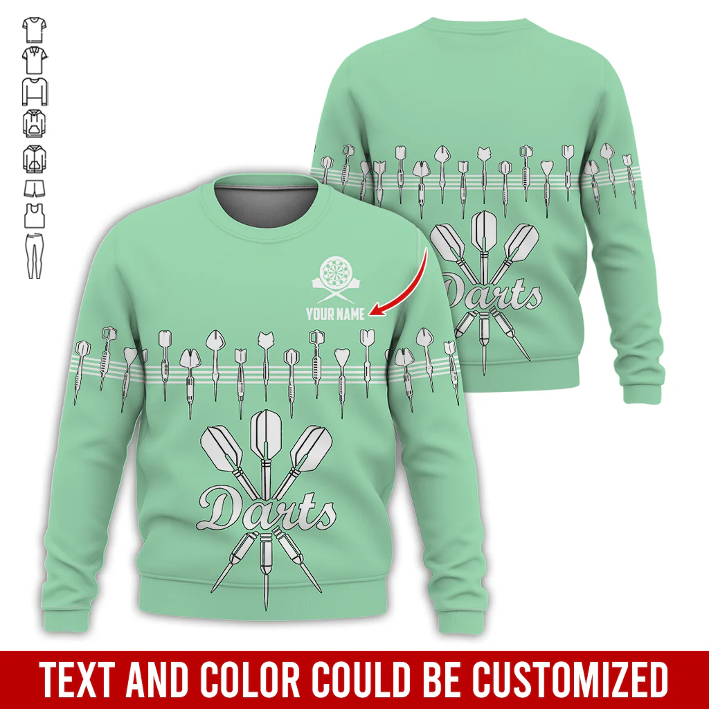 Customized Darts Sweatshirt, Personalized Name Sweatshirt, Darts & Music Pattern Sweatshirt, Perfect Gift For Darts Lovers, Friend, Family - Image 6
