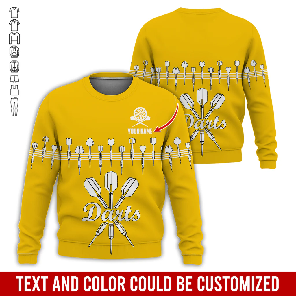 Customized Darts Sweatshirt, Personalized Name Sweatshirt, Darts & Music Pattern Sweatshirt, Perfect Gift For Darts Lovers, Friend, Family - Image 7