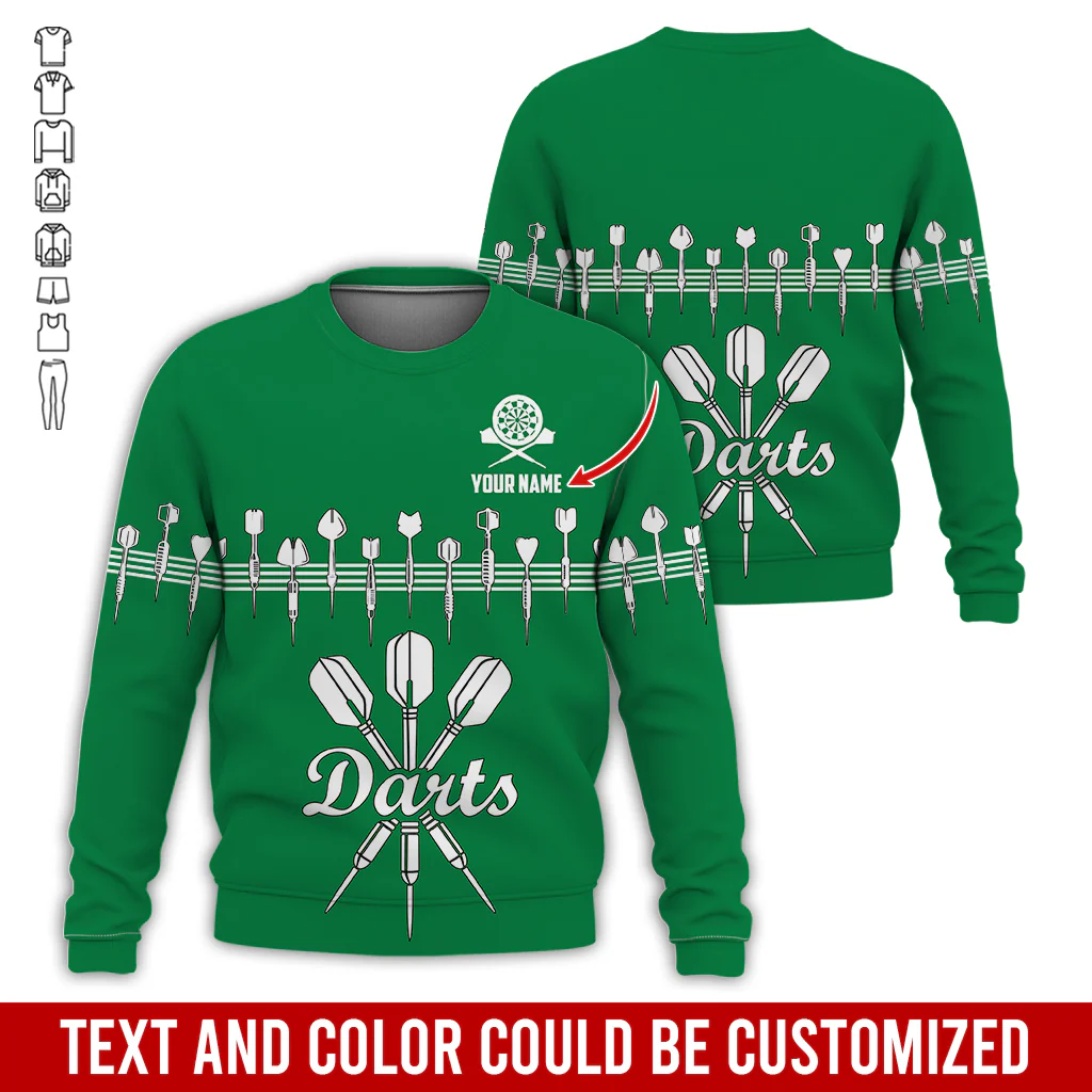 Customized Darts Sweatshirt, Personalized Name Sweatshirt, Darts & Music Pattern Sweatshirt, Perfect Gift For Darts Lovers, Friend, Family - Image 8