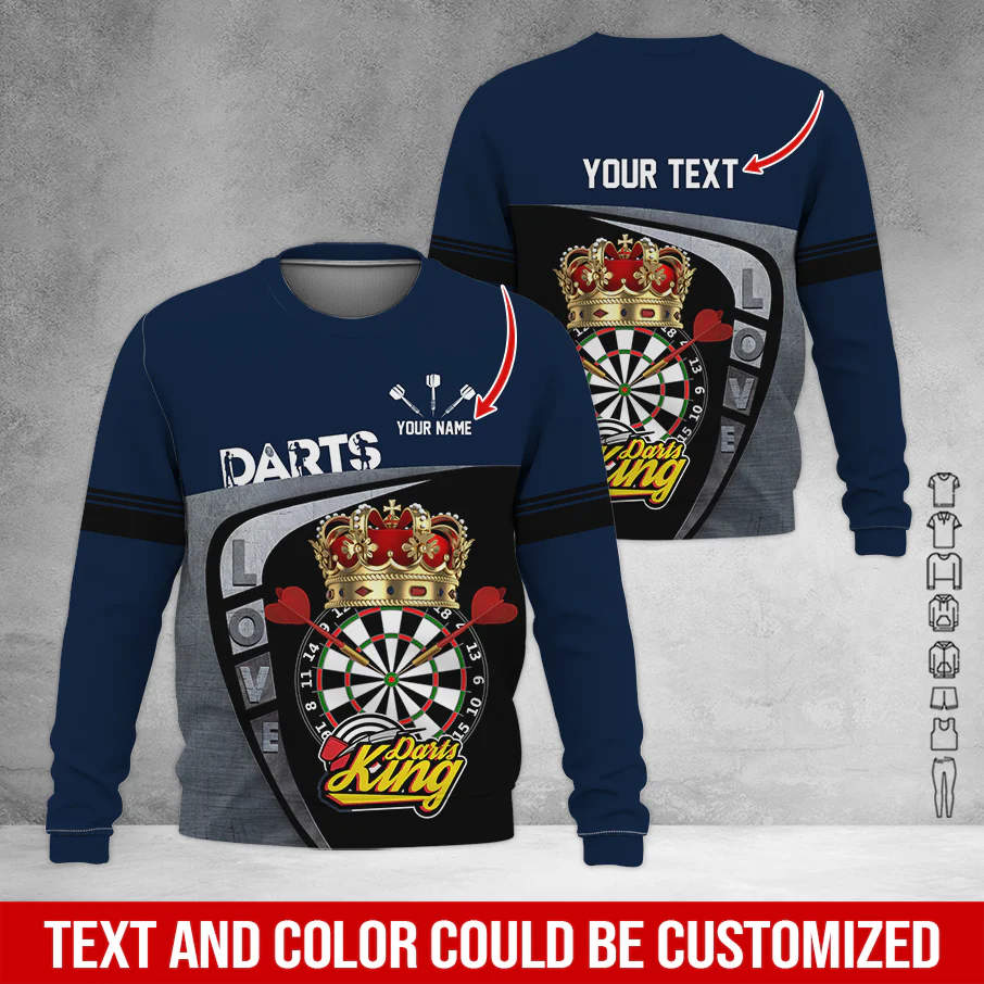Customized Darts Sweatshirt, Personalized Name & Text Darts Sweatshirt, Darts King Sweatshirt, Perfect Gift For Darts Lovers, Friend, Family - Image 9