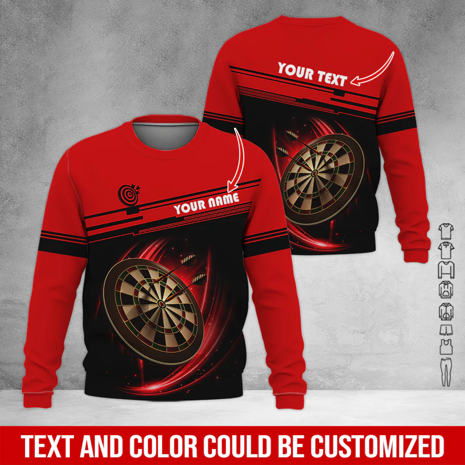 Customized Darts Sweatshirt, Personalized Name & Text Darts Sweatshirt, Darts Pattern Sweatshirt, Perfect Gift For Darts Lovers, Friend, Family - Image 4
