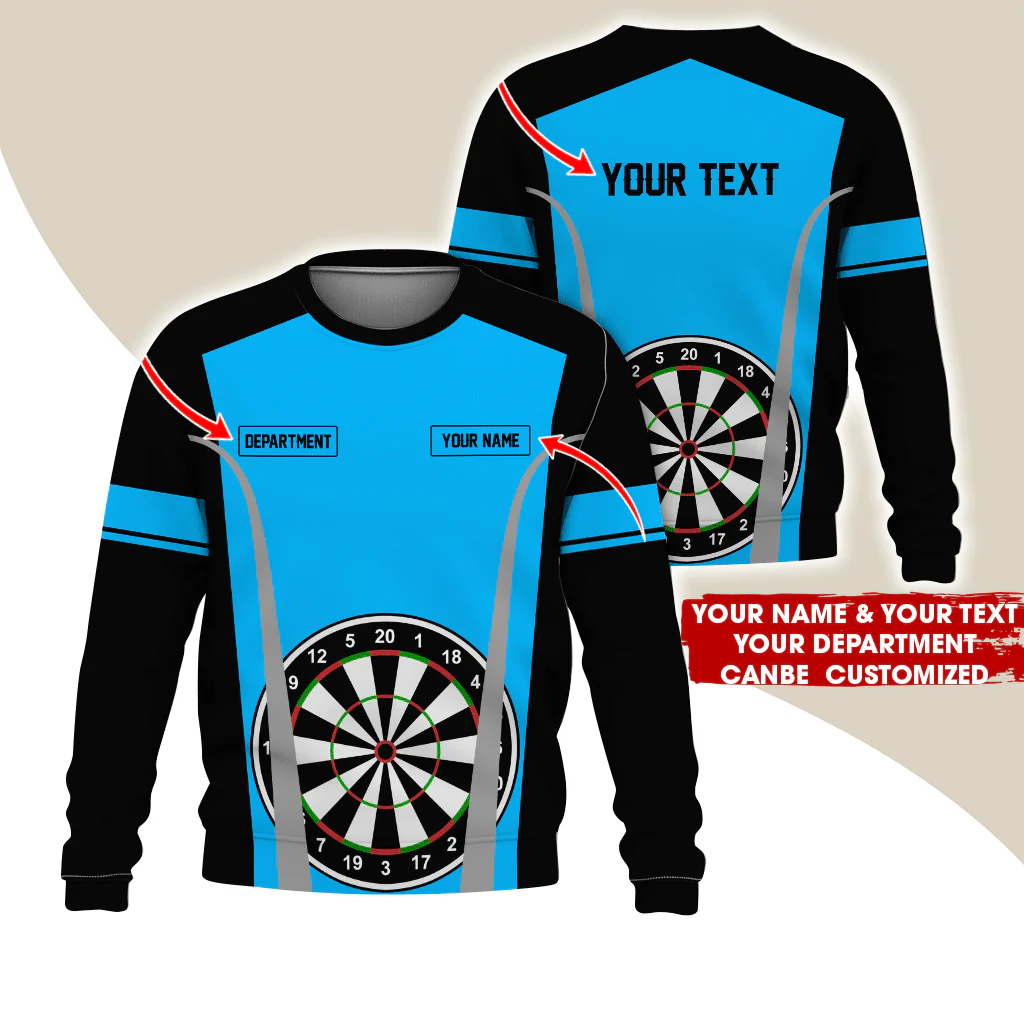 Customized Darts Sweatshirt, Personalized Name, Text & Department Sweatshirt, Play Darts Pattern Sweatshirt, Perfect Gift For Darts Lovers, Friend, Family