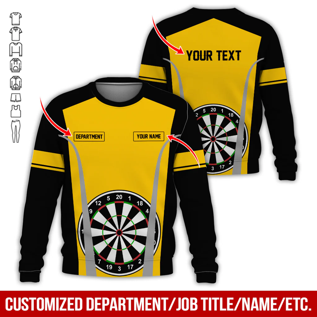 Customized Darts Sweatshirt, Personalized Name, Text & Department Sweatshirt, Play Darts Pattern Sweatshirt, Perfect Gift For Darts Lovers, Friend, Family - Image 6