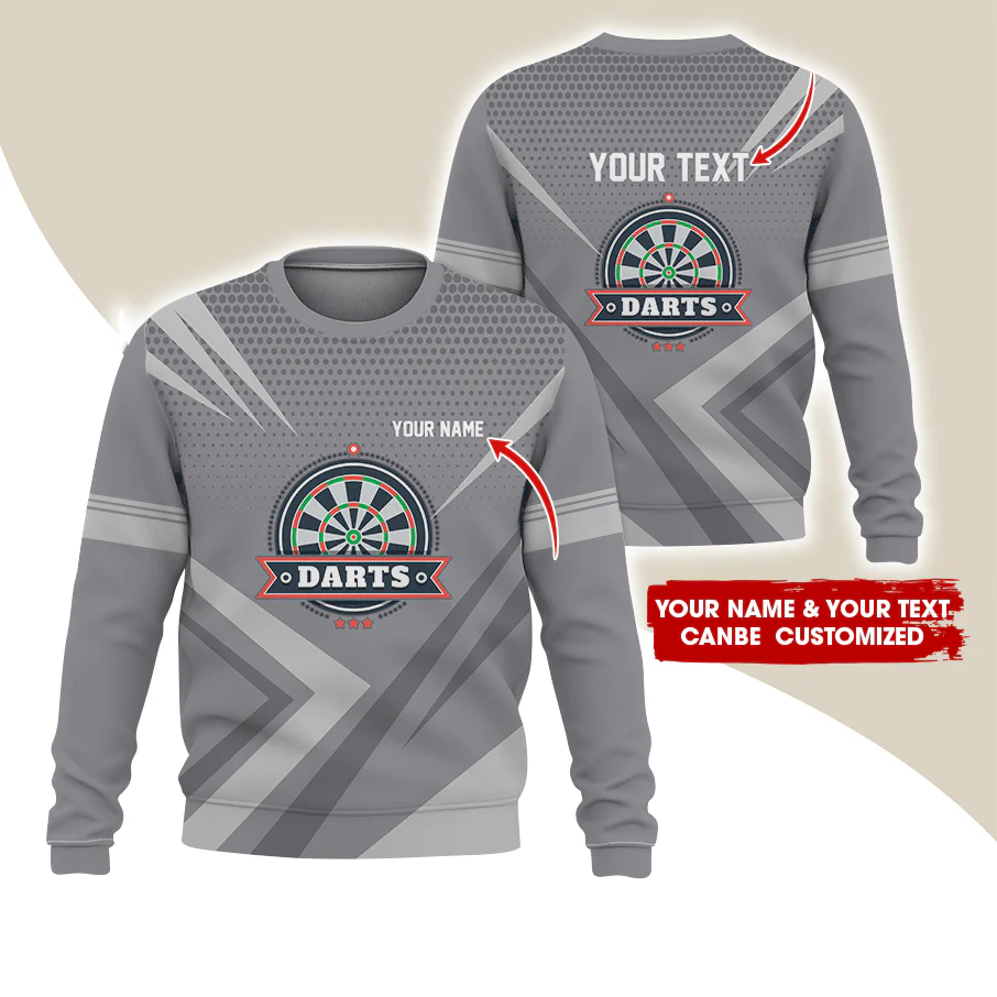 Customized Darts Sweatshirt, Personalized Name & Text Sweatshirt, 3 Star Darts Pattern Sweatshirt, Perfect Gift For Darts Lovers, Friend, Family - Image 2