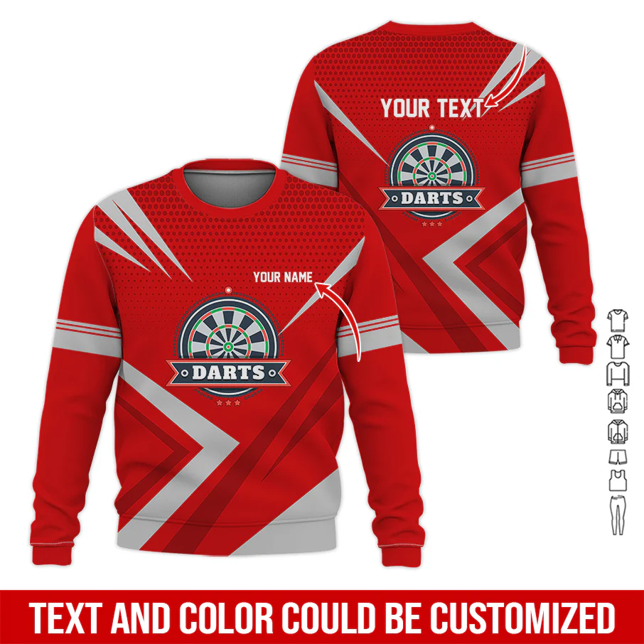 Customized Darts Sweatshirt, Personalized Name & Text Sweatshirt, 3 Star Darts Pattern Sweatshirt, Perfect Gift For Darts Lovers, Friend, Family - Image 3