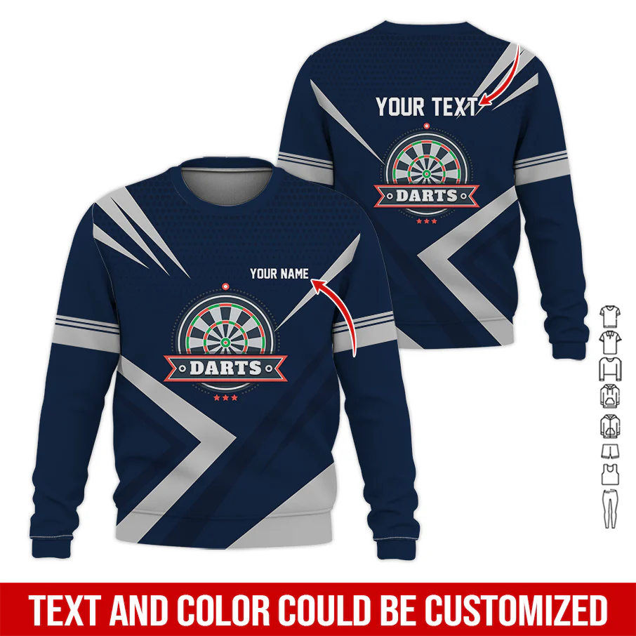 Customized Darts Sweatshirt, Personalized Name & Text Sweatshirt, 3 Star Darts Pattern Sweatshirt, Perfect Gift For Darts Lovers, Friend, Family - Image 8