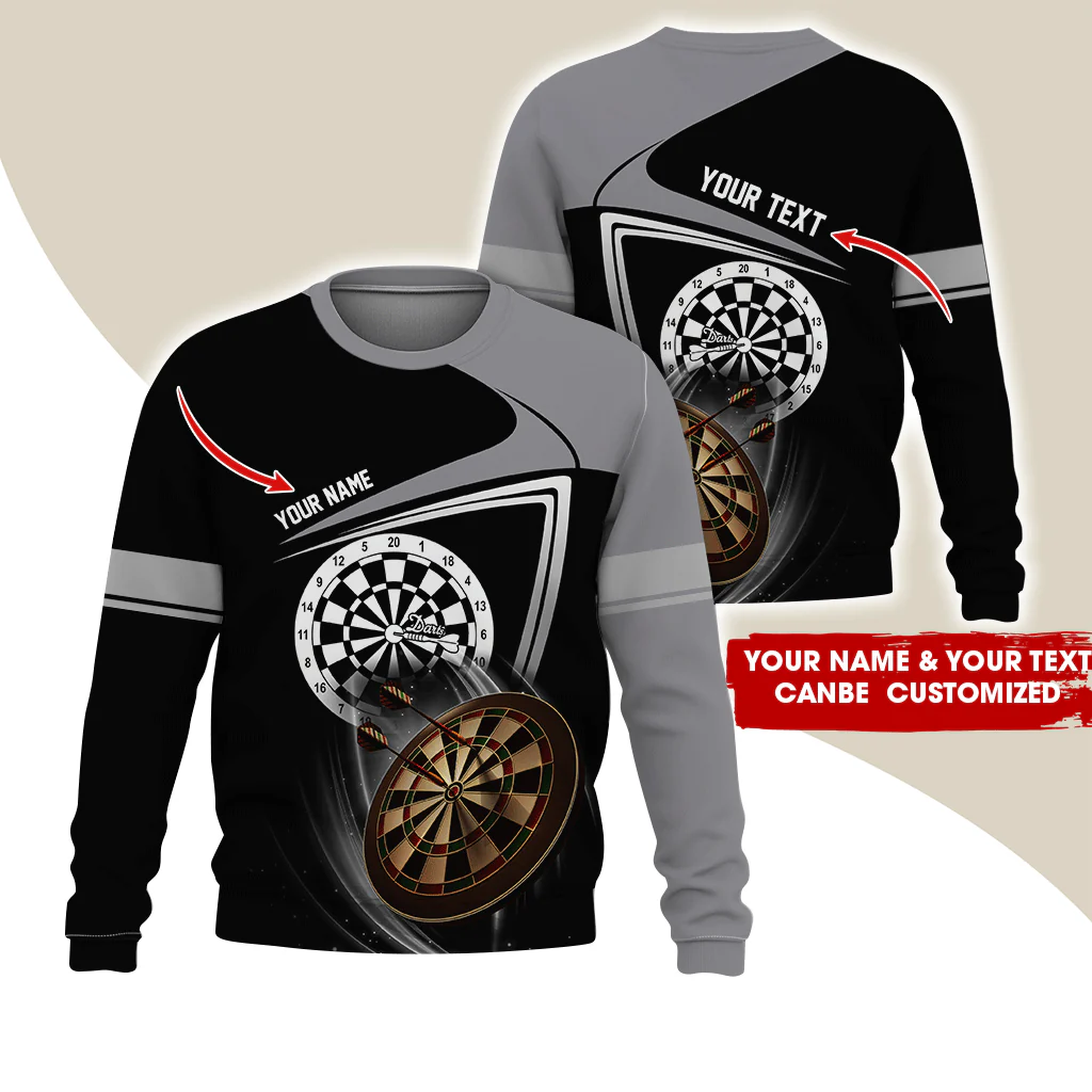 Customized Darts Sweatshirt, Personalized Name & Text Sweatshirt, Darts Pattern Sweatshirt, Perfect Gift For Darts Lovers, Darts Player - Image 2