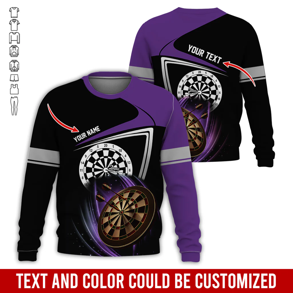 Customized Darts Sweatshirt, Personalized Name & Text Sweatshirt, Darts Pattern Sweatshirt, Perfect Gift For Darts Lovers, Darts Player - Image 3