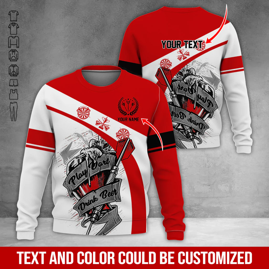 Customized Darts Sweatshirt, Personalized Name & Text Sweatshirt, Play Darts Drink Beer Sweatshirt, Perfect Gift For Darts Lovers, Friend, Family - Image 4