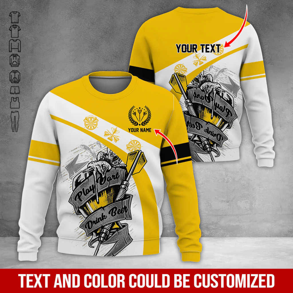 Customized Darts Sweatshirt, Personalized Name & Text Sweatshirt, Play Darts Drink Beer Sweatshirt, Perfect Gift For Darts Lovers, Friend, Family - Image 6