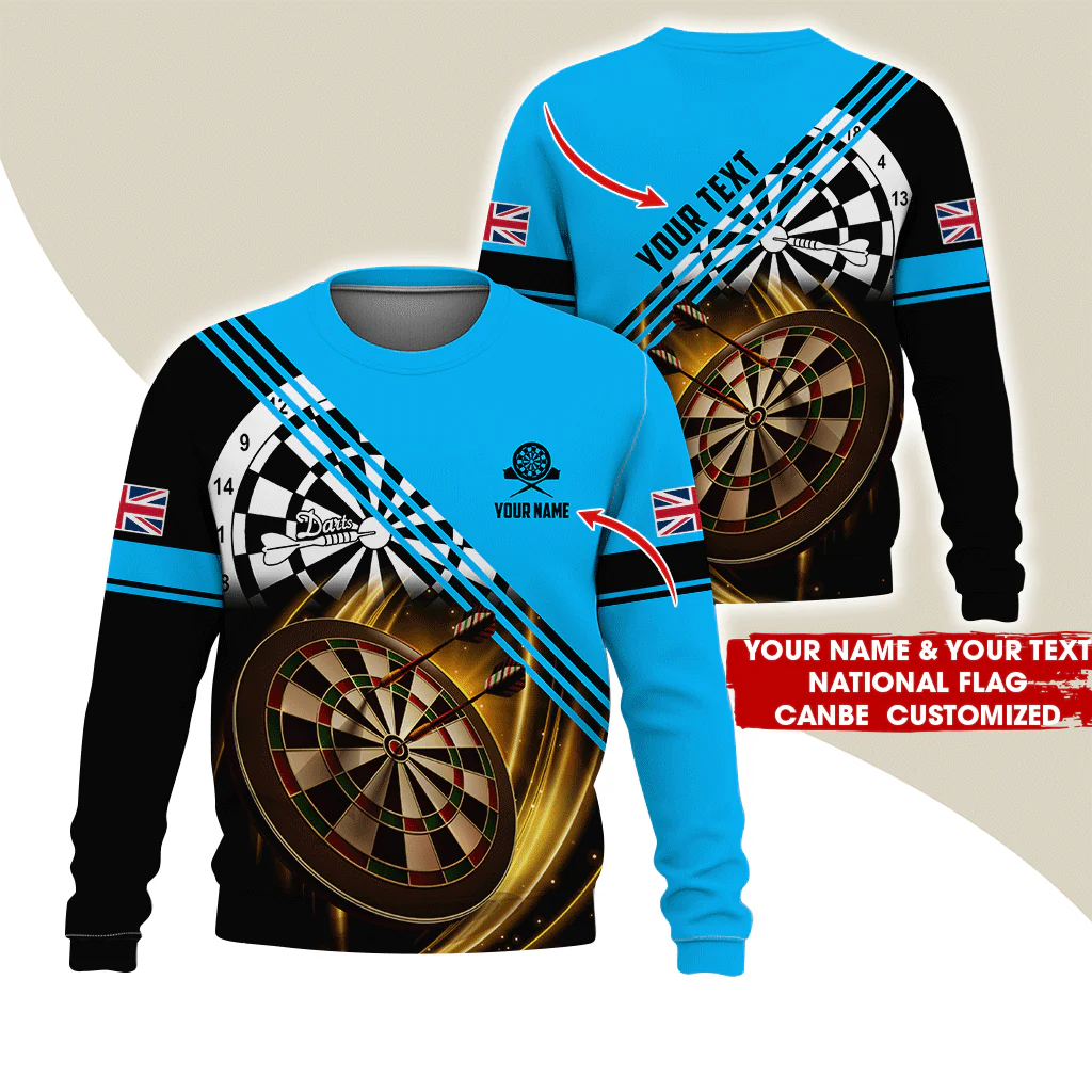 Customized Darts Sweatshirt, Personalized National Flag & Darts Pattern Sweatshirt For Men & Women, Perfect Gift For Darts Lovers, Friend, Family